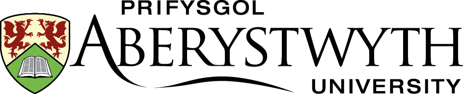 Bilingual Aberystwyth University logo with a transparent logo