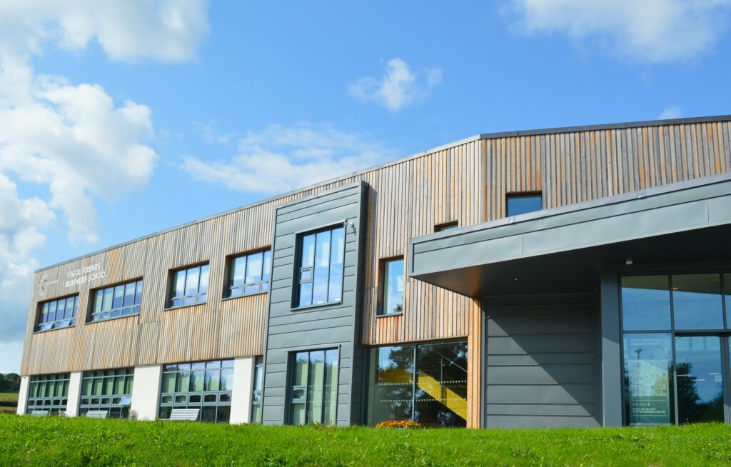 A view of the Cambria Business School in Northop from outside