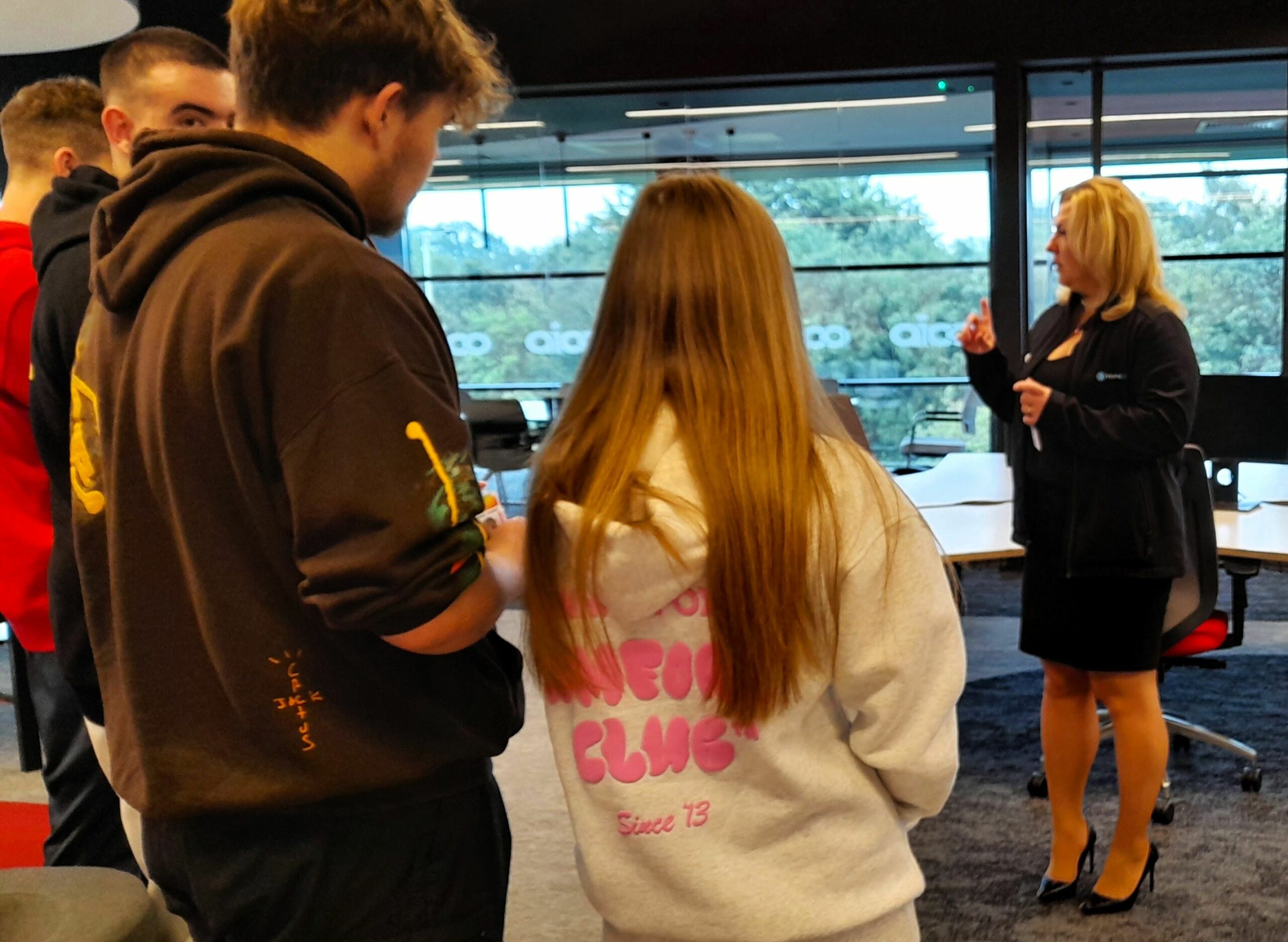 STUDENTS were in safe hands on a visit to the headquarters of a leading